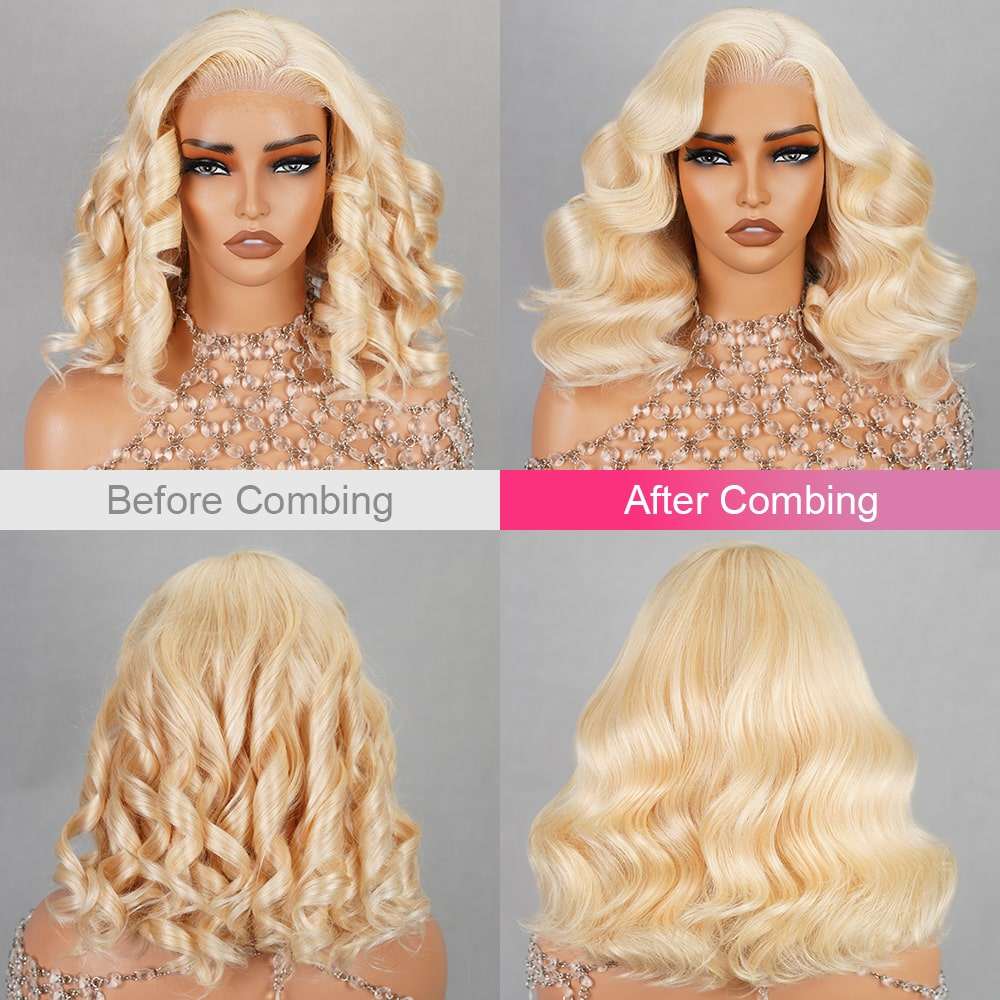 Bob Wavy 61B Blonde 6x5 Pre-cut Short Glueless Wig