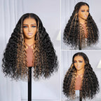 13x6 Transparent HD Frontal Lace Wig | Bohemian Curly Wig | Honey Blonde Money Piece