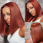 13x4 Lace Frontal #33 Reddish Brown Straight Bob Glueless Wig