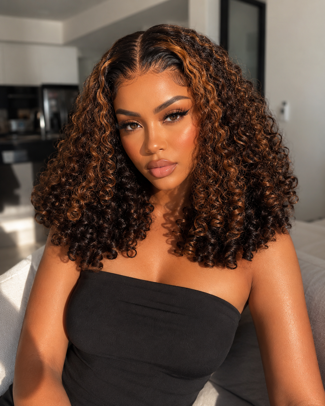 13x6 HD Transparent Lace Frontal Glueless Wigs | Burmese Curly | Highlighted (4P30)